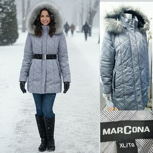 MarCon⛄ Faux Fur Hooded Quilted Coat/Jacket